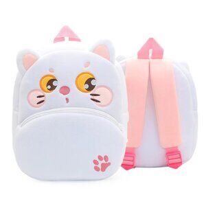 Cute Animal Plush Backpack for Toddlers Kids Gift Bag ( white cat )